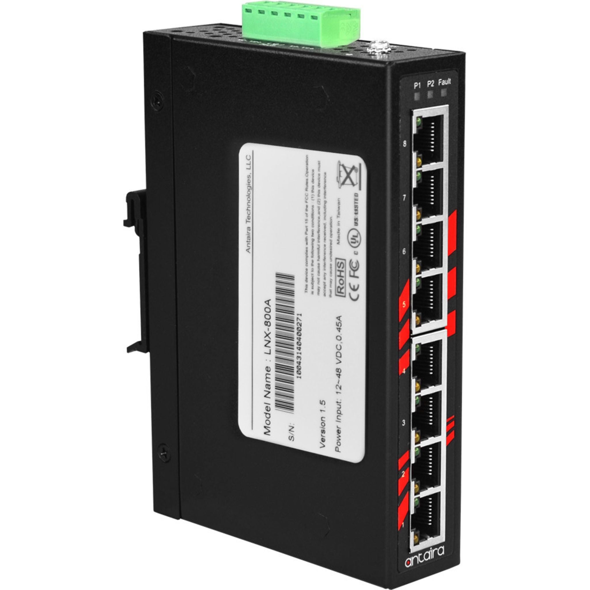 Buy the Antaira LNX-800A 8-Port slim Industrial Unmanaged Ethernet Switch, w/8*10/100Tx online at Integrated Marine