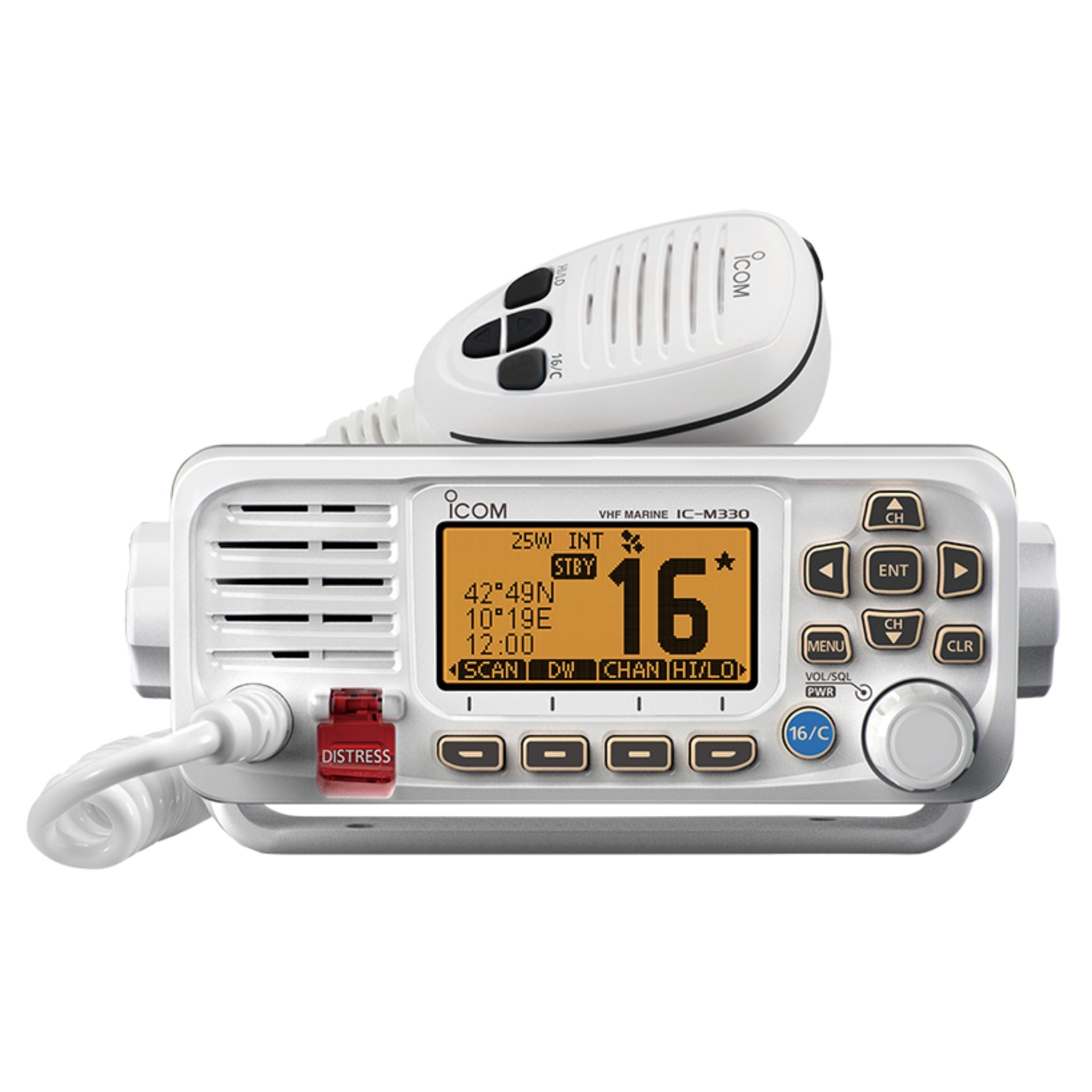 Buy a iCom IC-M330GE VHF Marine Transceiver in white online at Integrated Marine