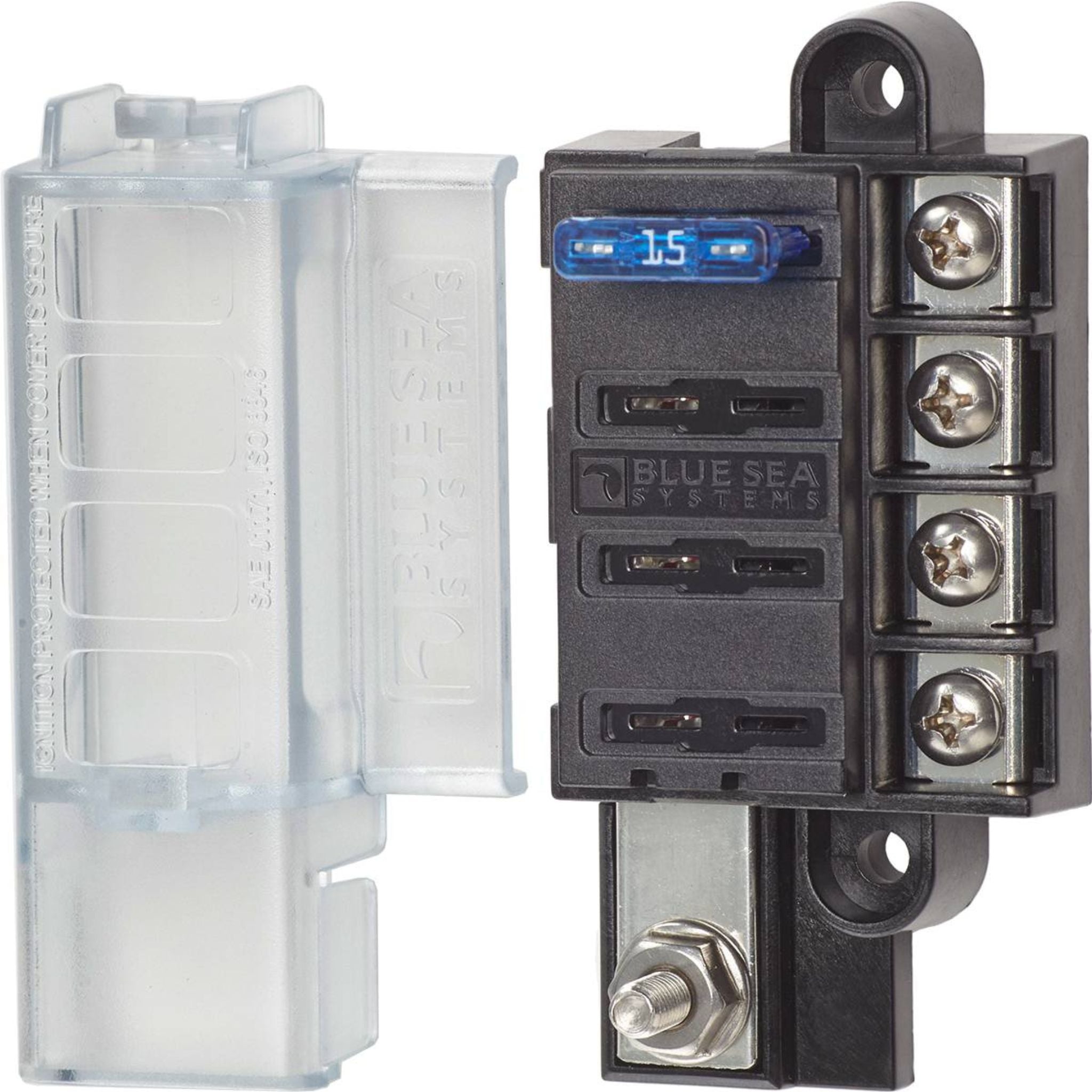 Buy the Blue Sea Systems ST Blade Compact Fuse Block & Cover 4 Circuit online at Integrated Marine