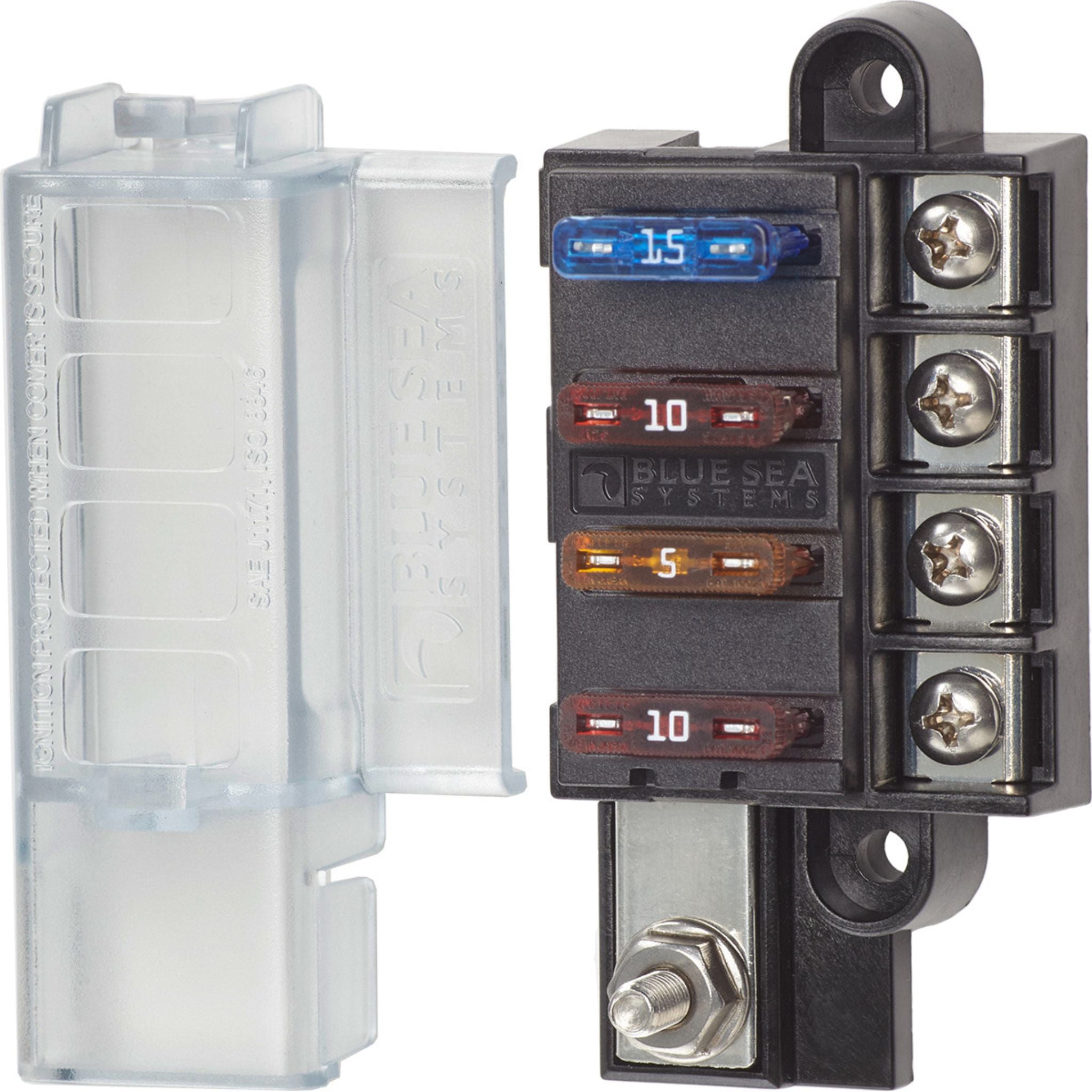 Buy the Blue Sea Systems ST Blade Compact Fuse Block & Cover 4 Circuit online at Integrated Marine