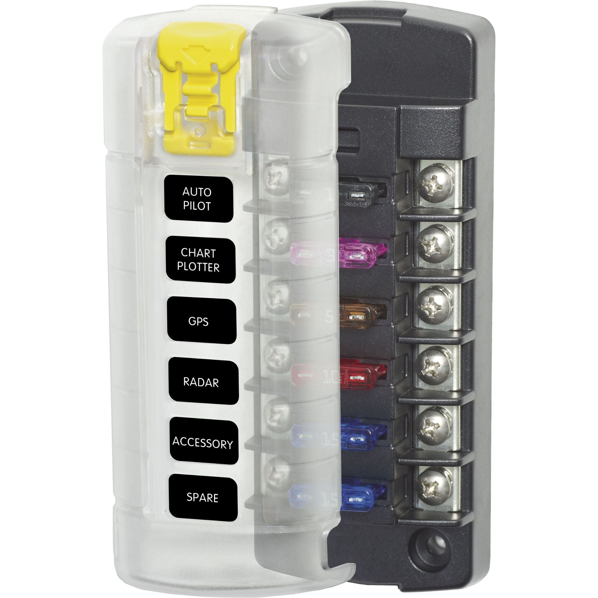 Buy the Blue Sea Systems ST Blade Fuse Block 6 Independent Circuits with cover online at Integrated Marine